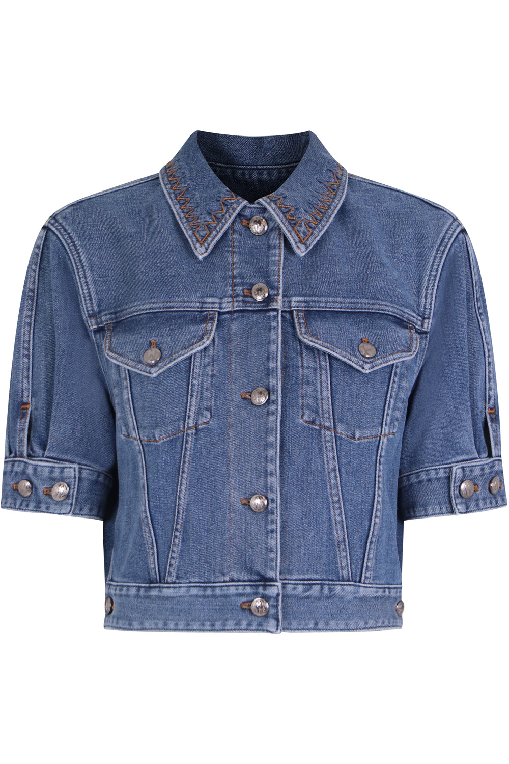 CHLOE RTW CROPPED DENIM JACKET S/S MOONLIGHT BLUE