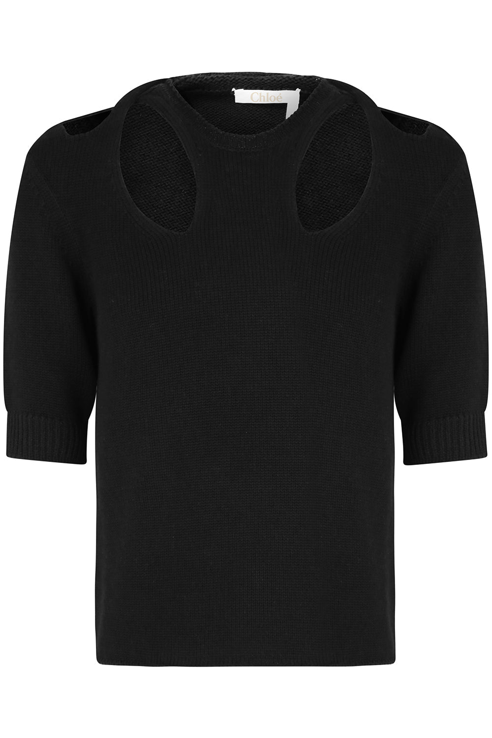 CHLOE RTW CUTOUT KNIT TOP S/S BLACK