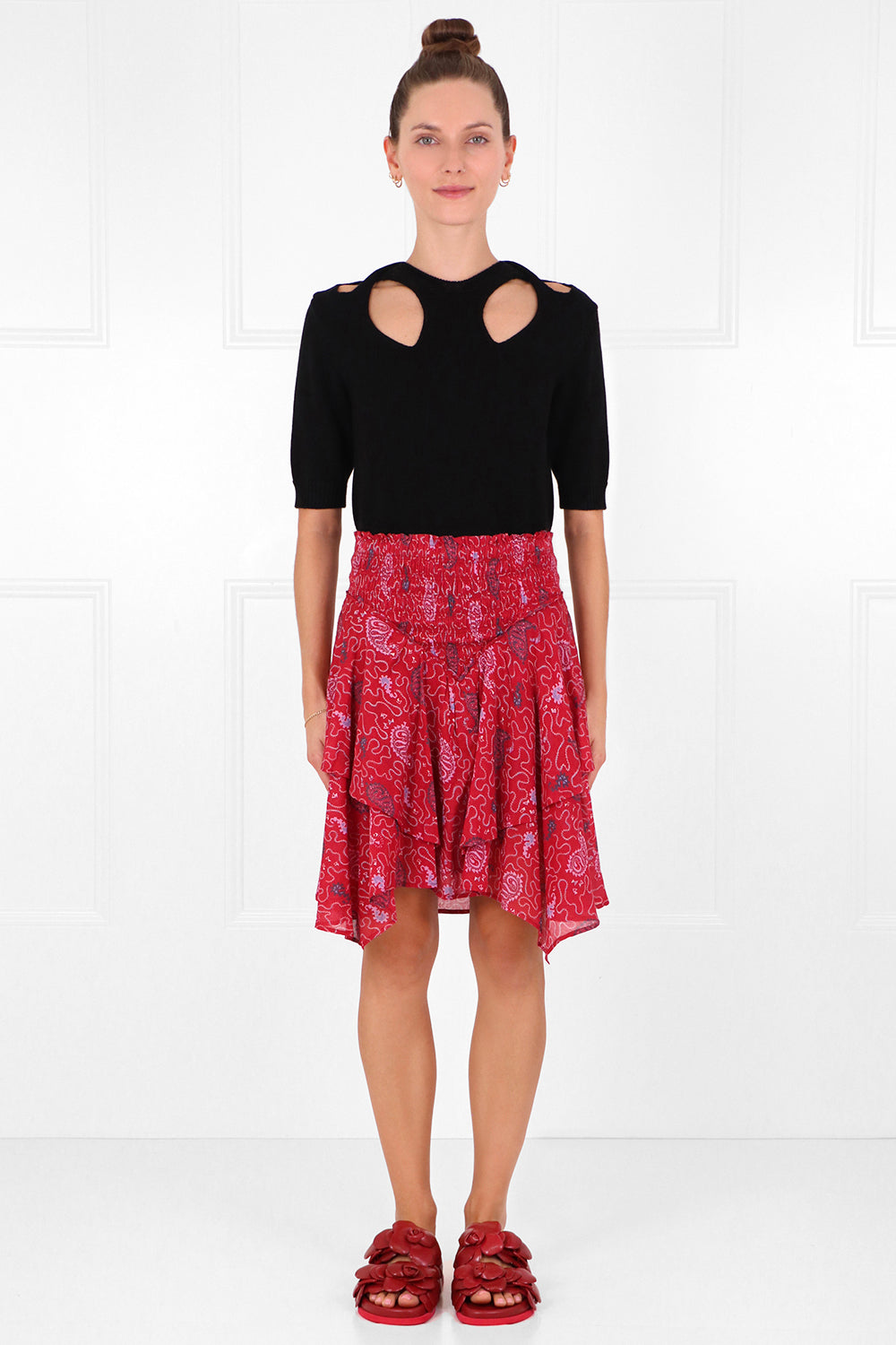 CHLOE RTW CUTOUT KNIT TOP S/S BLACK