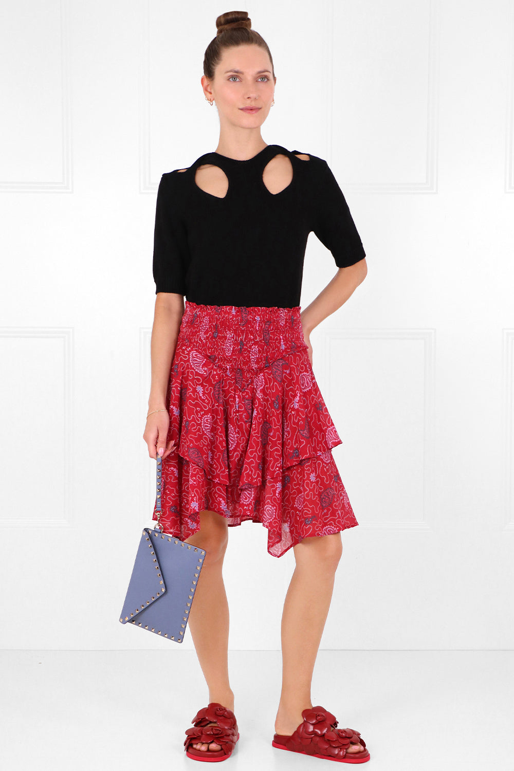 CHLOE RTW CUTOUT KNIT TOP S/S BLACK