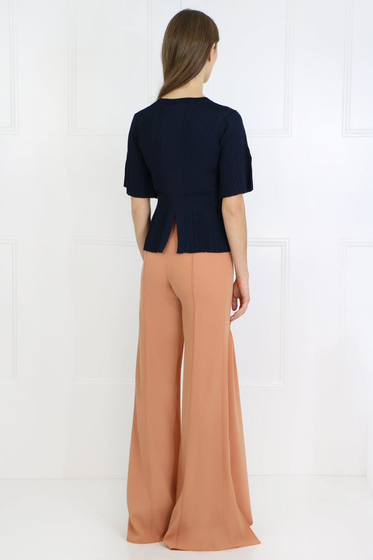 CHLOE RTW FLARED PANTS WITH FRONT PLEAT SUNNY BROWN