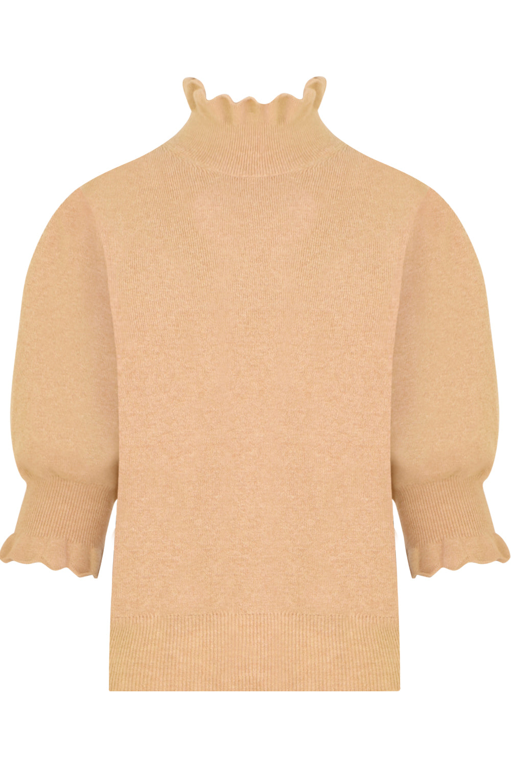 CHLOE RTW PUFF SLEEVE KNIT TOP S/S LIGHT CAMEL