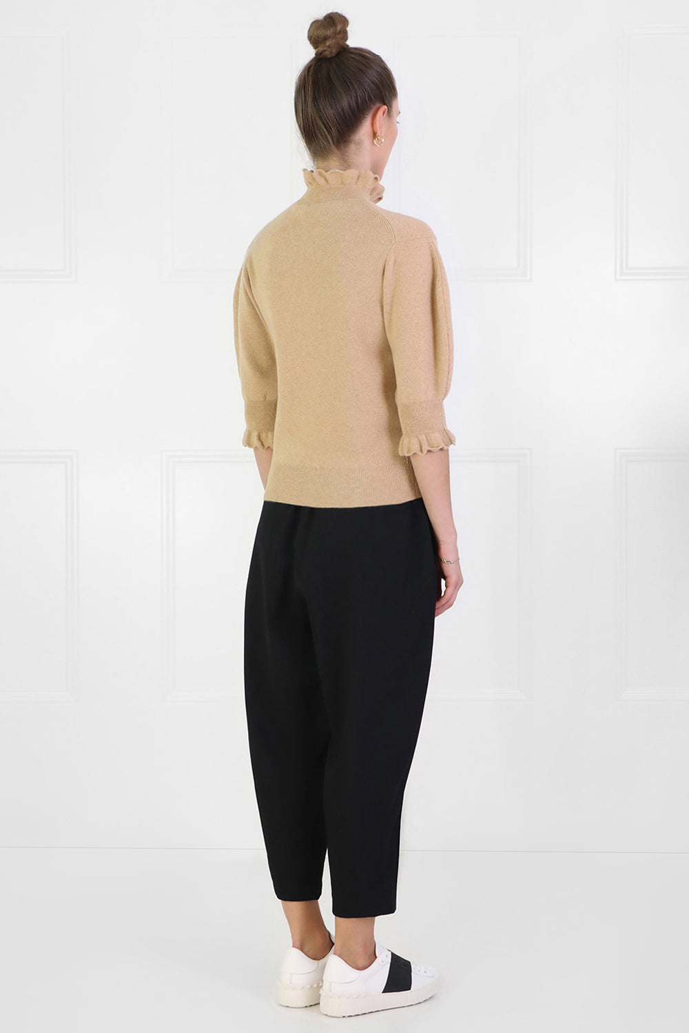 CHLOE RTW PUFF SLEEVE KNIT TOP S/S LIGHT CAMEL