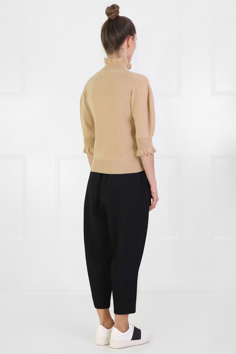 CHLOE RTW PUFF SLEEVE KNIT TOP S/S LIGHT CAMEL