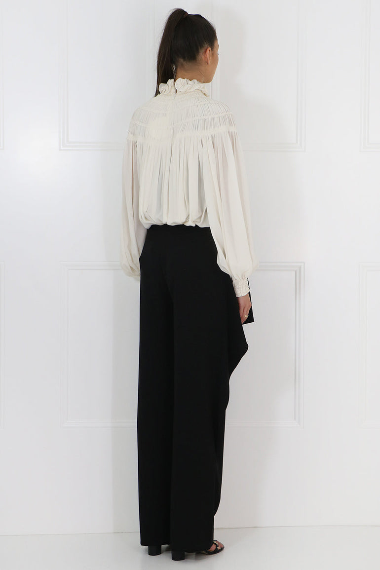 CHLOE RTW RUFFLE NECK BLOUSE L/S WHITE