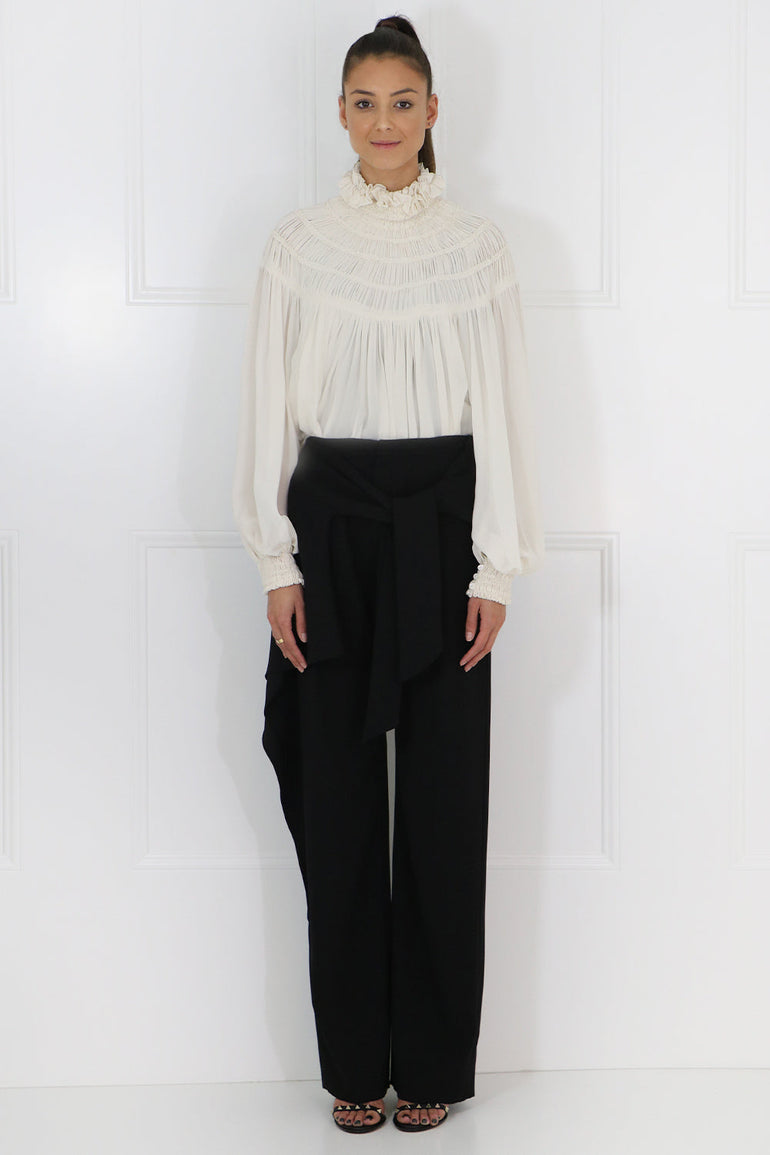 CHLOE RTW RUFFLE NECK BLOUSE L/S WHITE