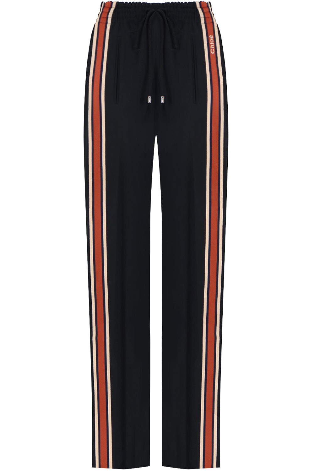 CHLOE RTW SIDE STRIPE STRAIGHT LEG PANTS BLACK
