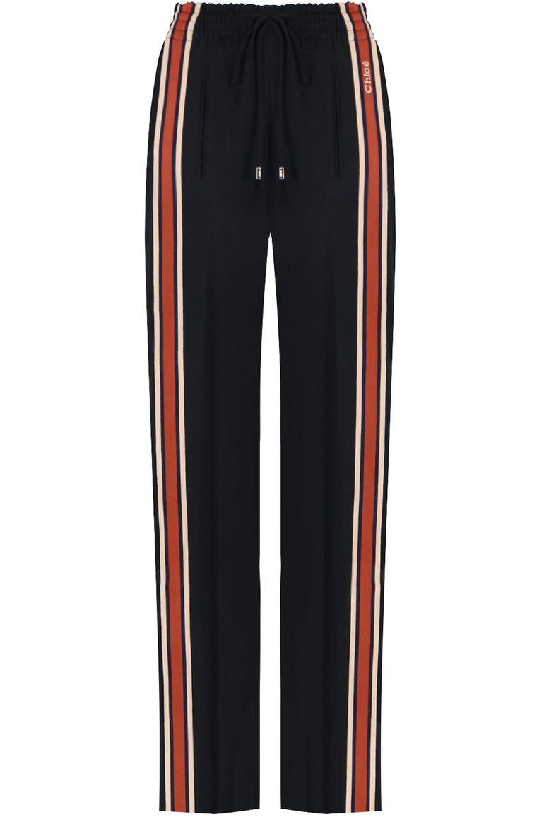 CHLOE RTW SIDE STRIPE STRAIGHT LEG PANTS BLACK