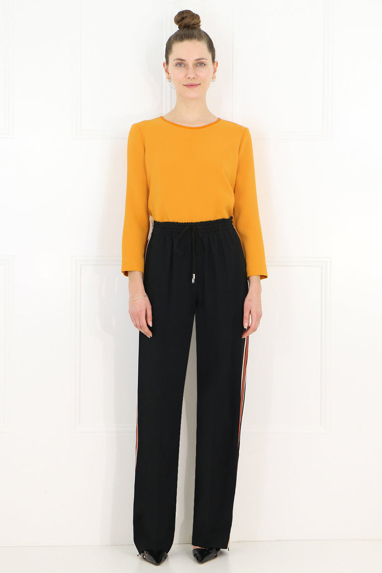 CHLOE RTW SIDE STRIPE STRAIGHT LEG PANTS BLACK