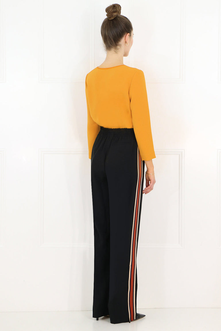 CHLOE RTW SIDE STRIPE STRAIGHT LEG PANTS BLACK