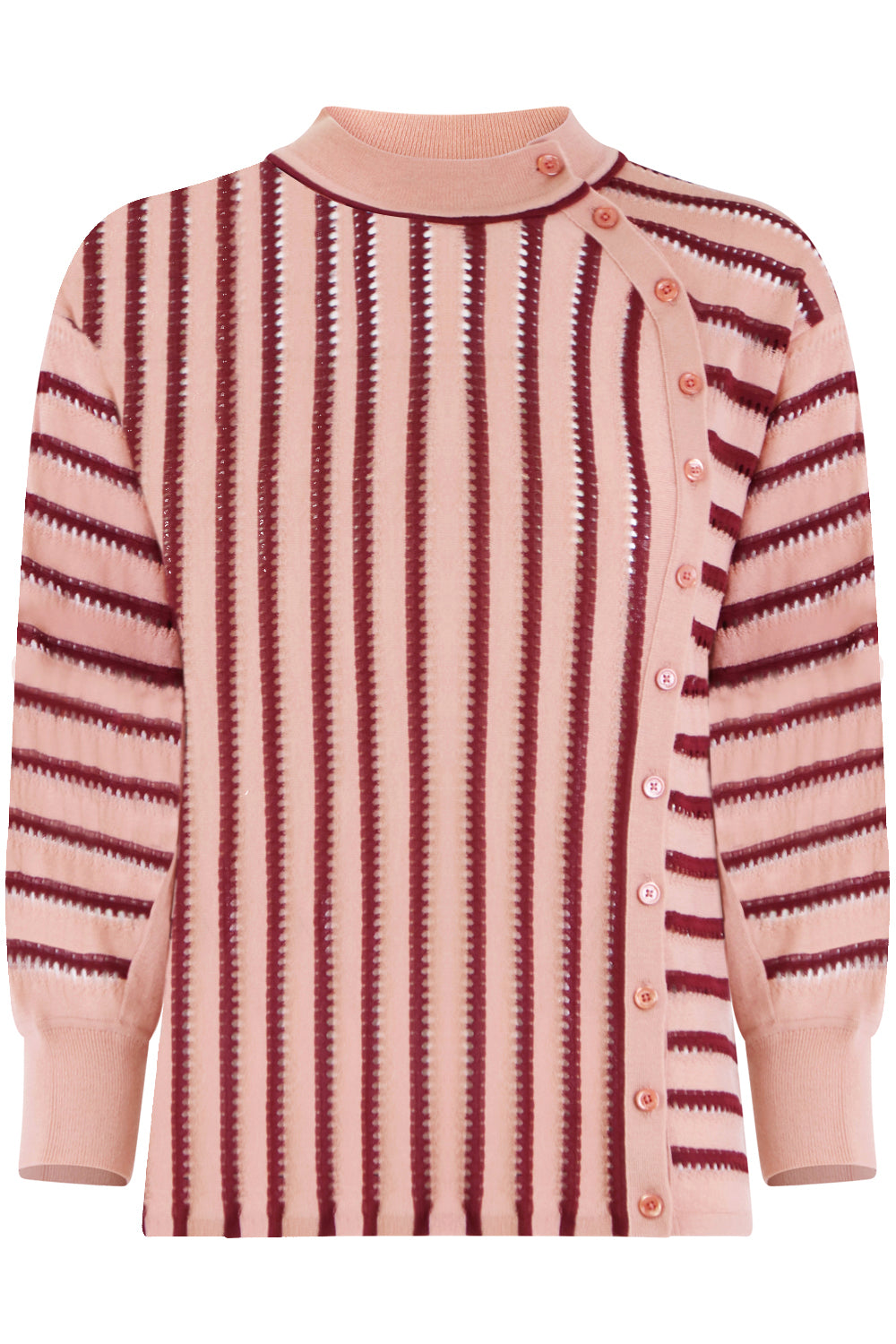CHLOE RTW STRIPE BUTTONED KNIT L/S FALLOW PINK