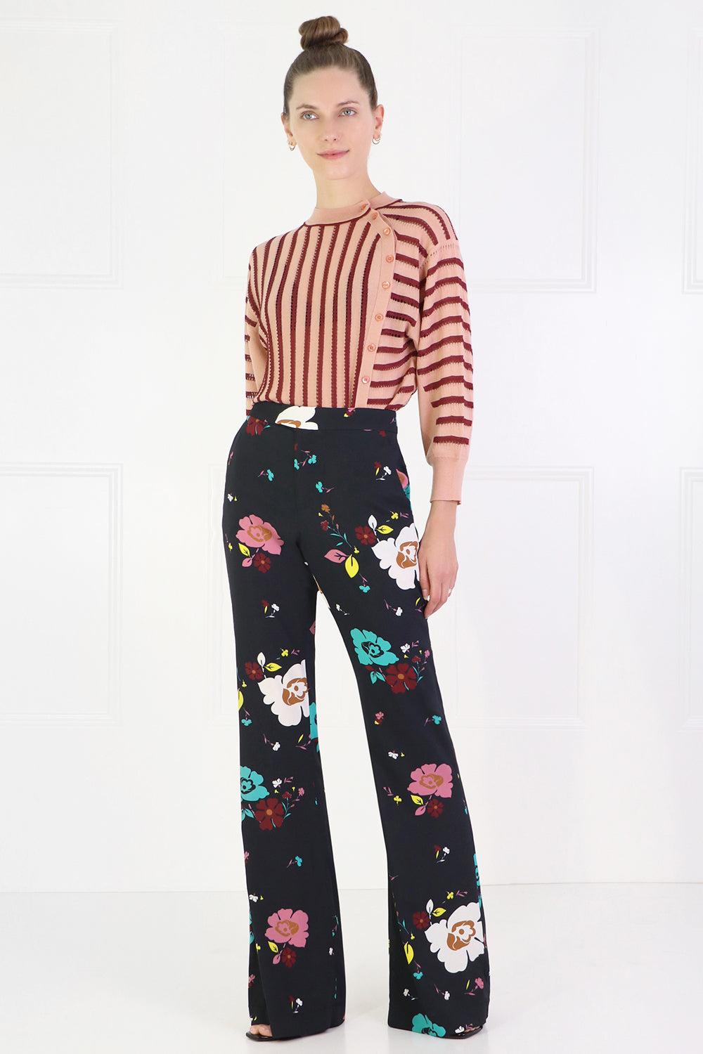 CHLOE RTW STRIPE BUTTONED KNIT L/S FALLOW PINK