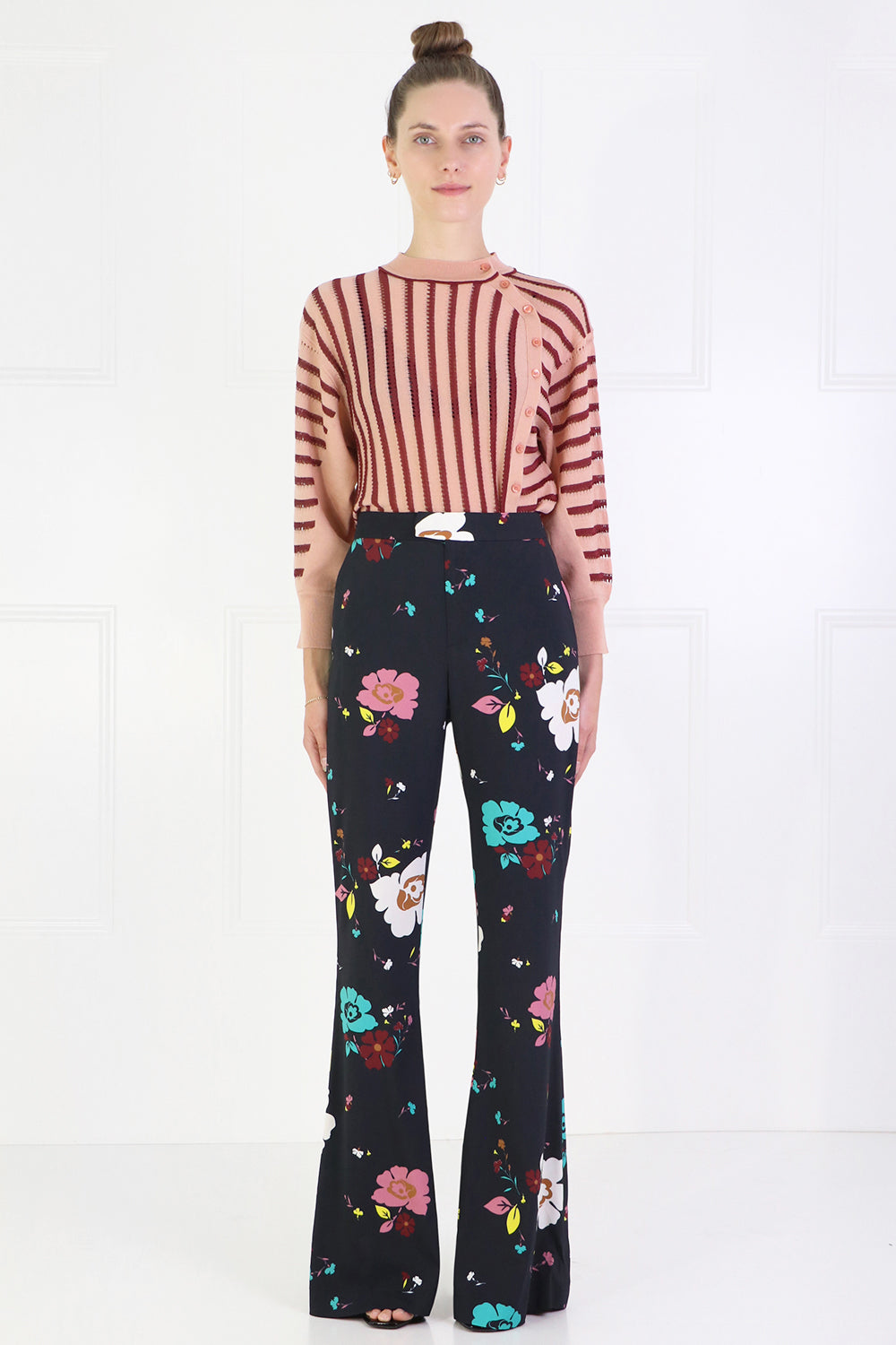 CHLOE RTW STRIPE BUTTONED KNIT L/S FALLOW PINK