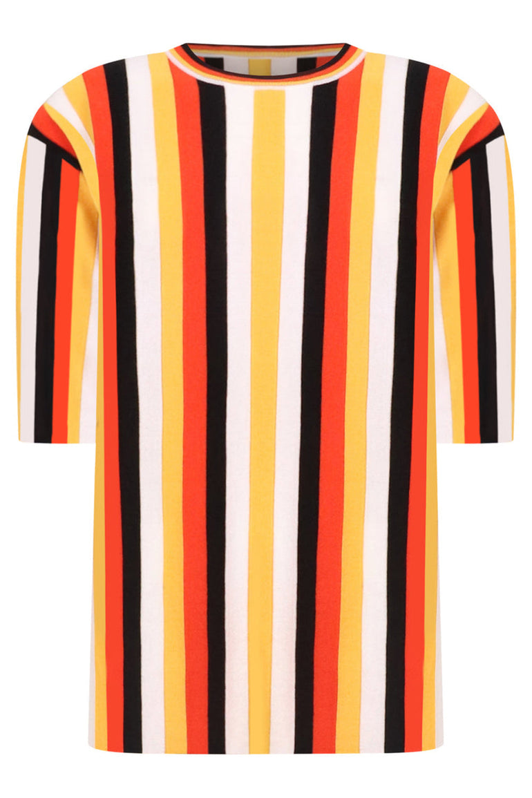 CHLOE RTW STRIPE KNIT TOP | MULTICOLOUR ORANGE