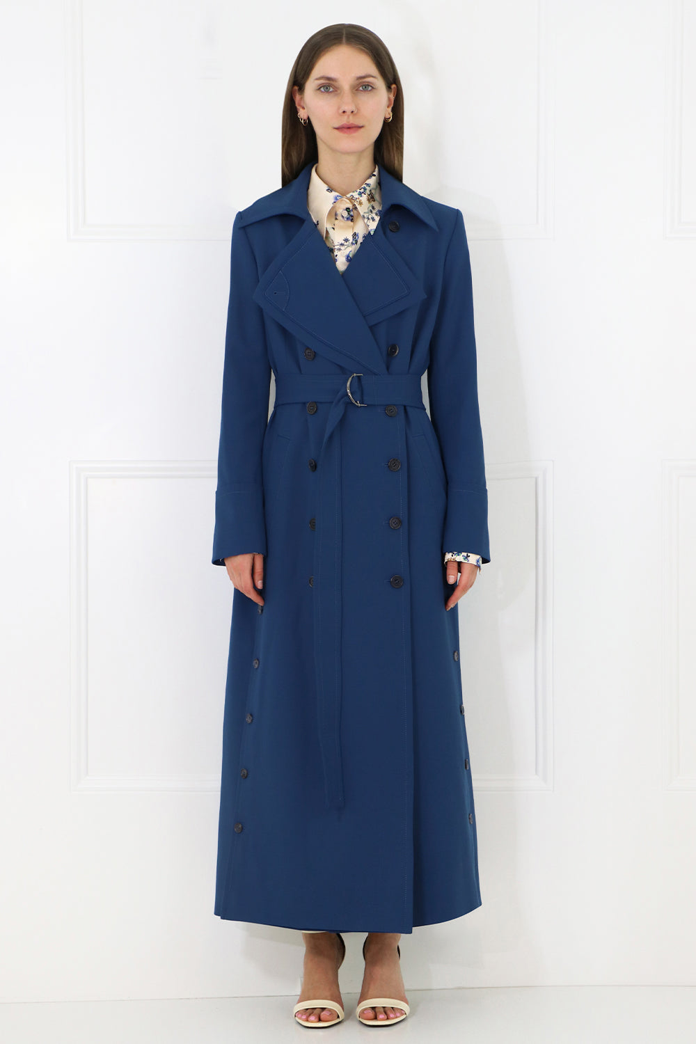 CHLOE RTW TAILORED DUSTER COAT DUSKY BLUE