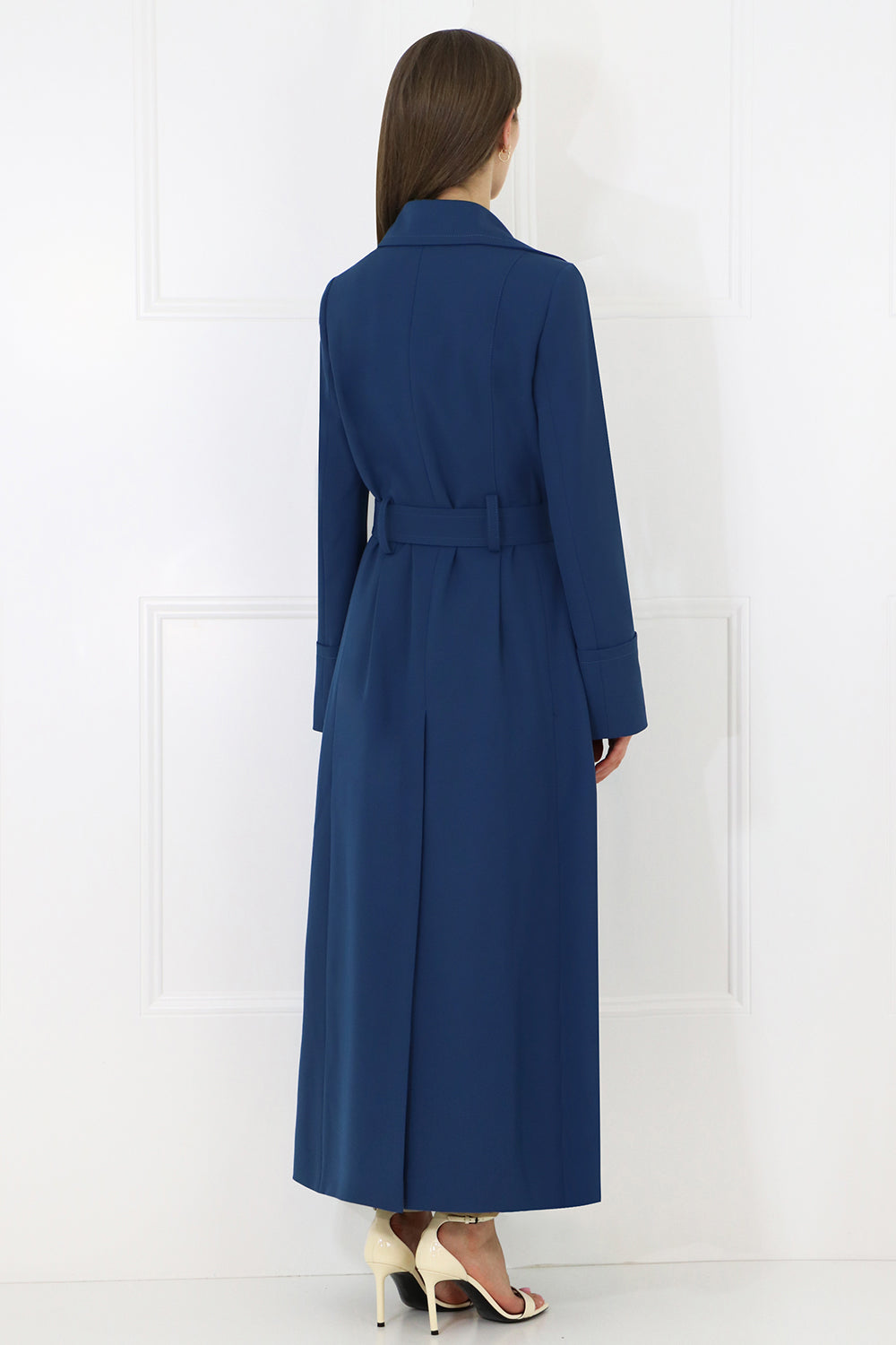 CHLOE RTW TAILORED DUSTER COAT DUSKY BLUE