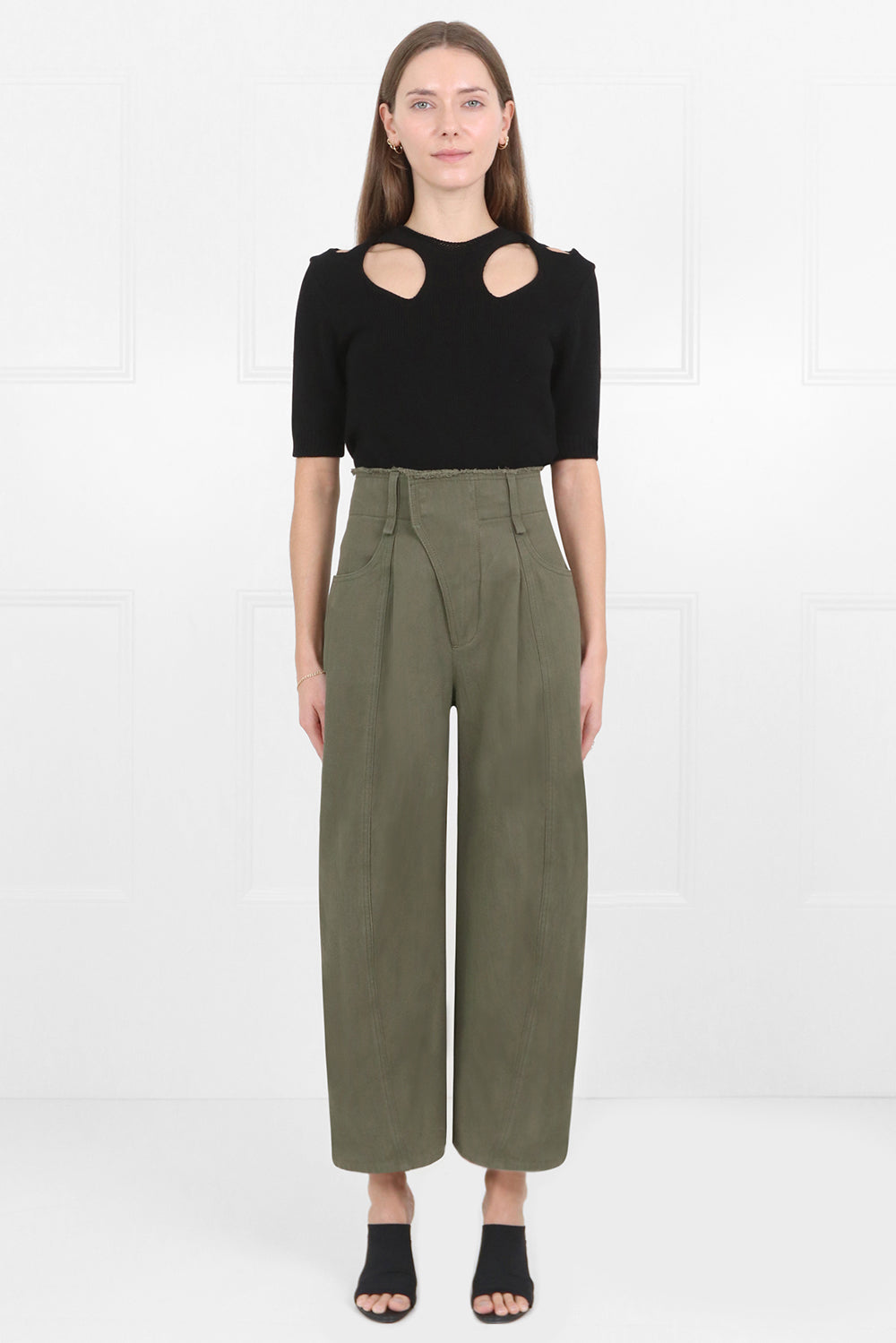 CHLOE RTW WIDE LEG CROPPED PANTS GRAPE LEAF