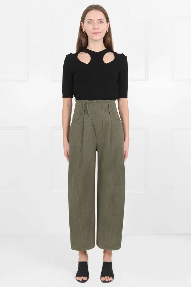 CHLOE RTW WIDE LEG CROPPED PANTS GRAPE LEAF
