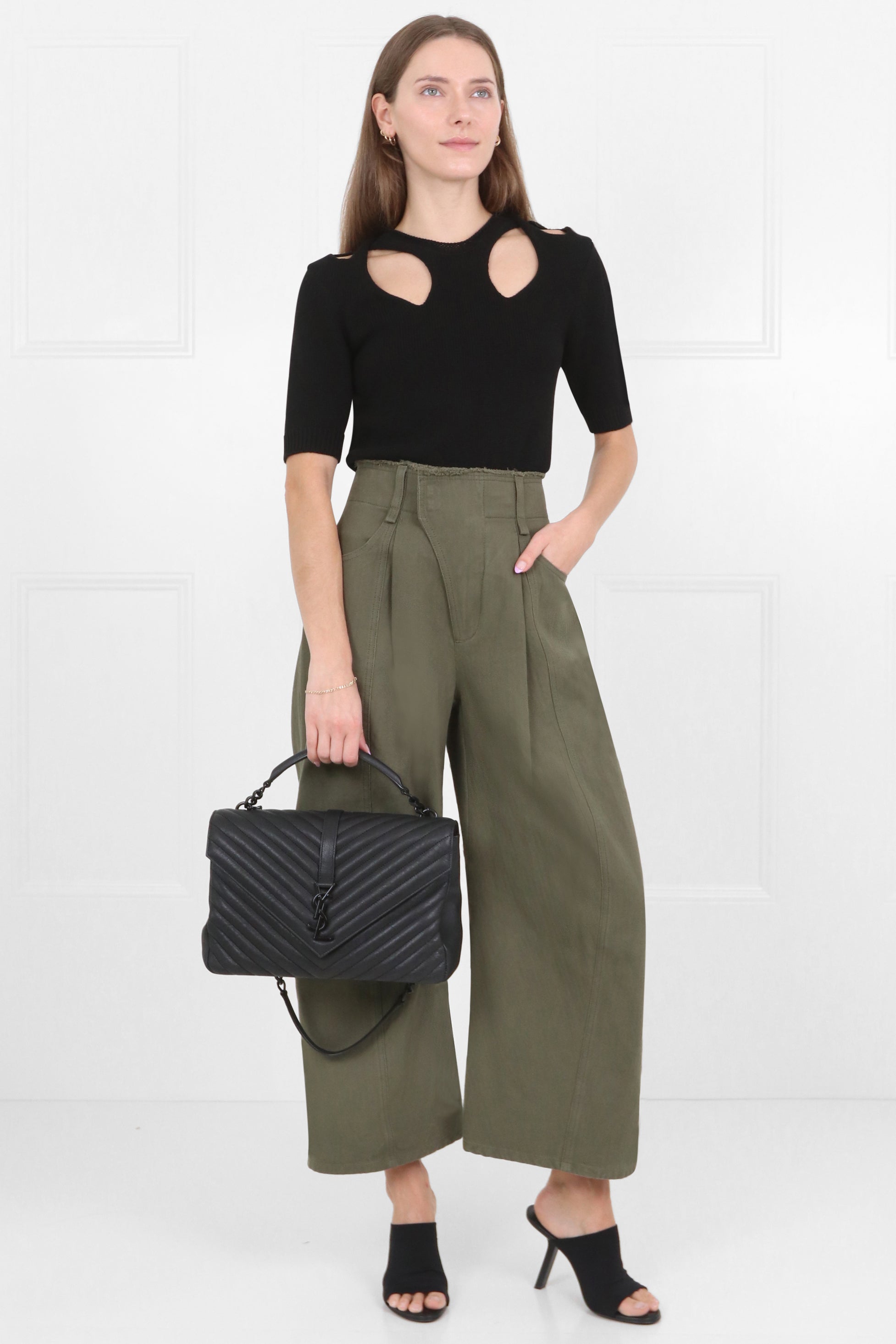CHLOE RTW WIDE LEG CROPPED PANTS GRAPE LEAF