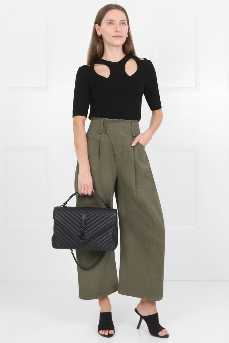 CHLOE RTW WIDE LEG CROPPED PANTS GRAPE LEAF