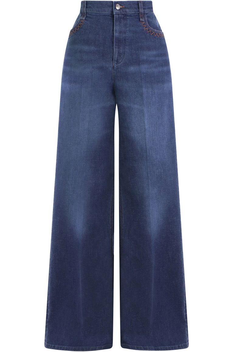 CHLOE RTW WIDE LEG JEANS BLUE DENIM