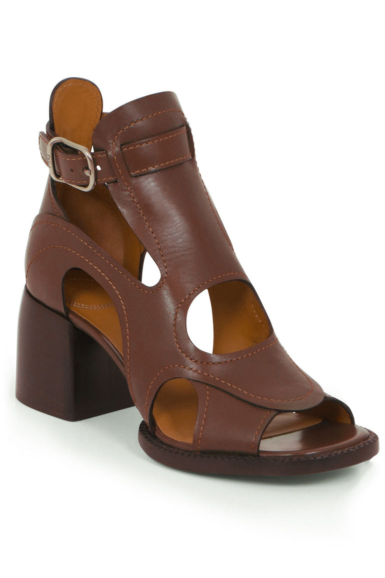 CHLOE Shoes GAILE CUTOUT ANKLE BOOTS 60MM SOOTY BROWN