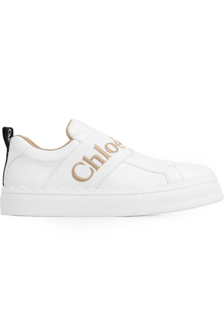 CHLOE SHOES LAUREN ELASTIC LOGO SNEAKER WHITE