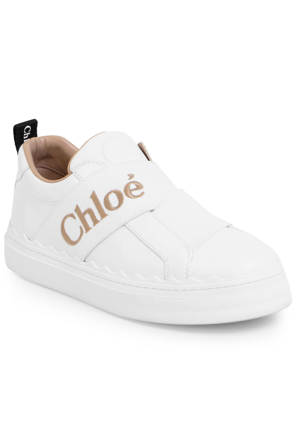 CHLOE SHOES LAUREN ELASTIC LOGO SNEAKER WHITE