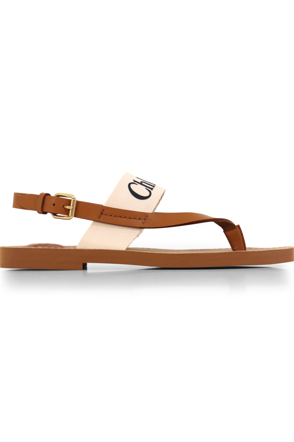 CHLOE SHOES WOODY LOGO THONG SANDAL WHITE