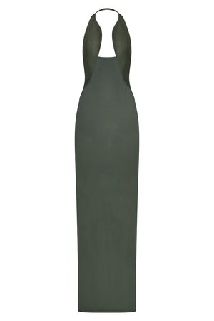 CHRISTOPHER ESBER RTW Tailored Slope Halter Dress | Bottle Green