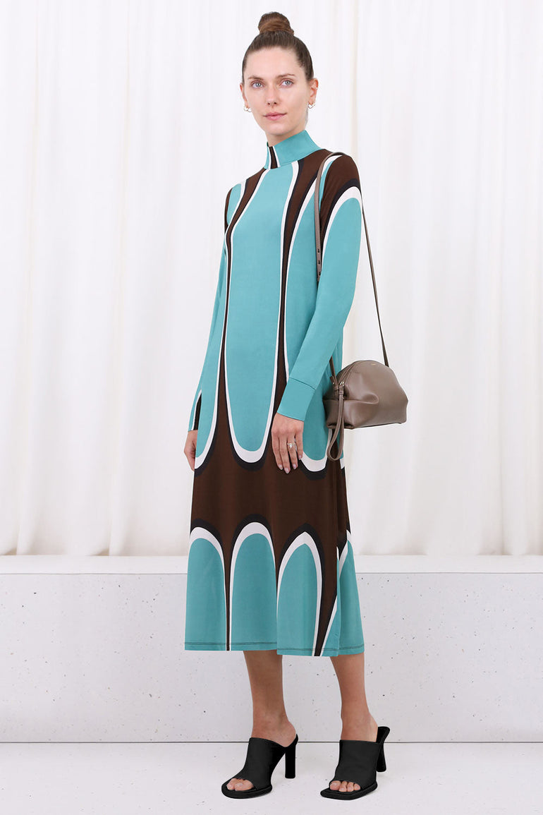 COLVILLE RTW POLO DRESS TURQUOISE/BROWN