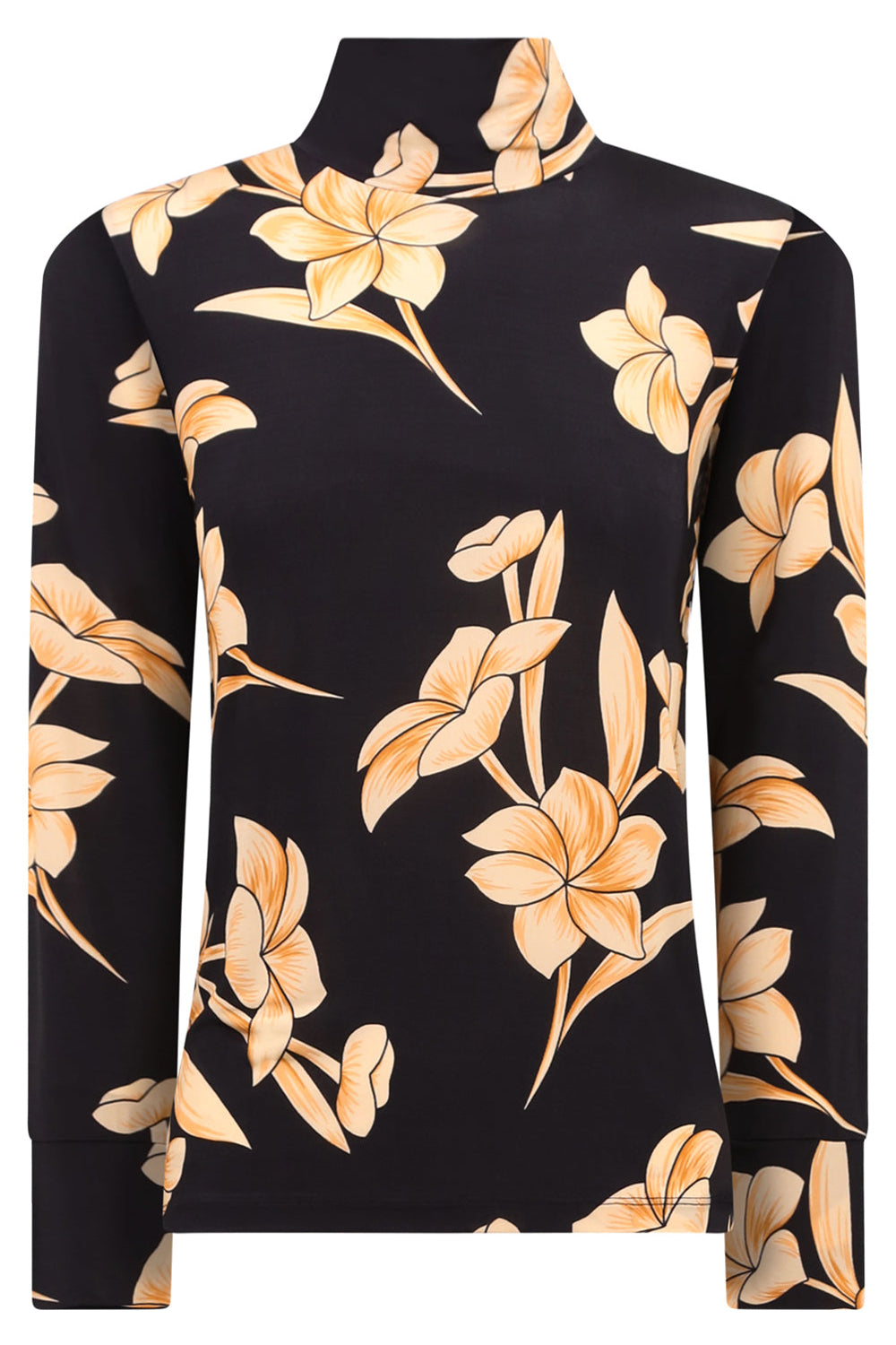 COLVILLE RTW POLO TOP | BLACK FLOWER PRINT