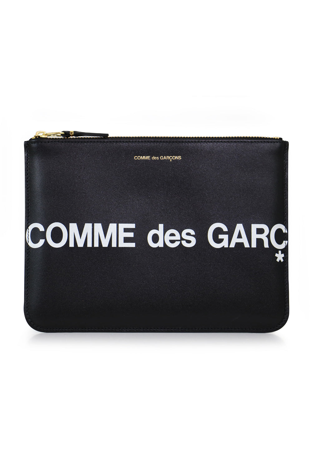 COMME DES GARCONS BAGS BLACK HUGE LOGO LEATHER POUCH BLACK