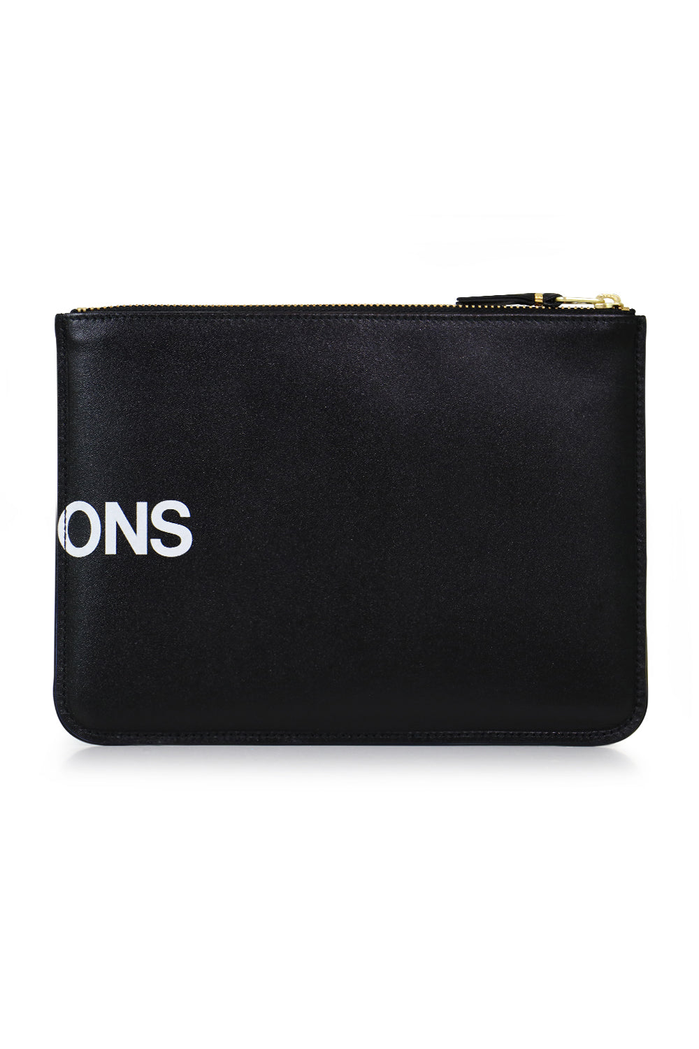COMME DES GARCONS BAGS BLACK HUGE LOGO LEATHER POUCH BLACK