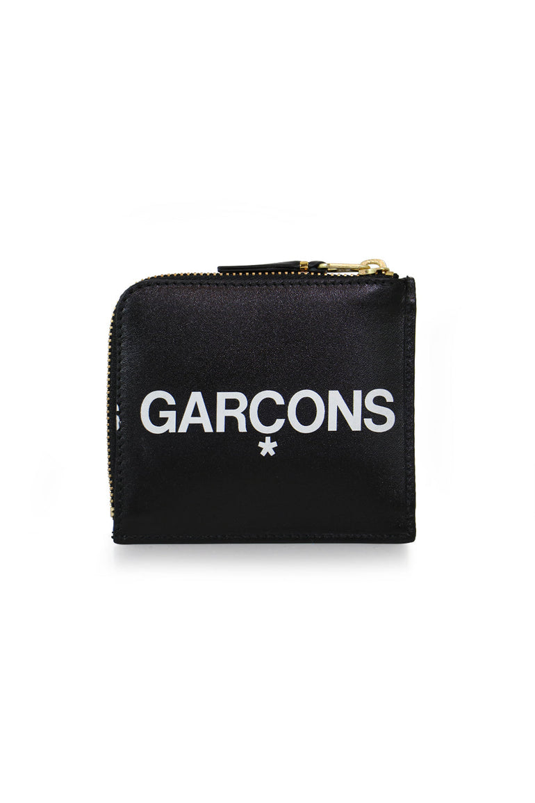 COMME DES GARCONS BAGS BLACK HUGE LOGO ZIP WALLET | BLACK