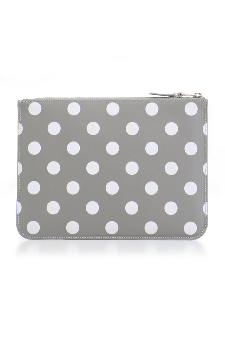 COMME DES GARCONS BAGS GREY POLKA DOT LEATHER POUCH GREY