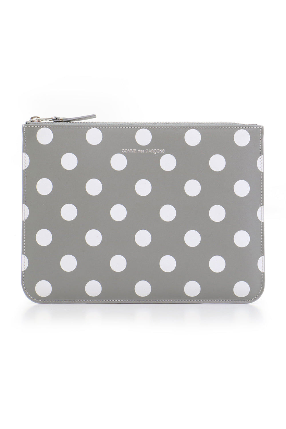 COMME DES GARCONS BAGS GREY POLKA DOT LEATHER POUCH GREY