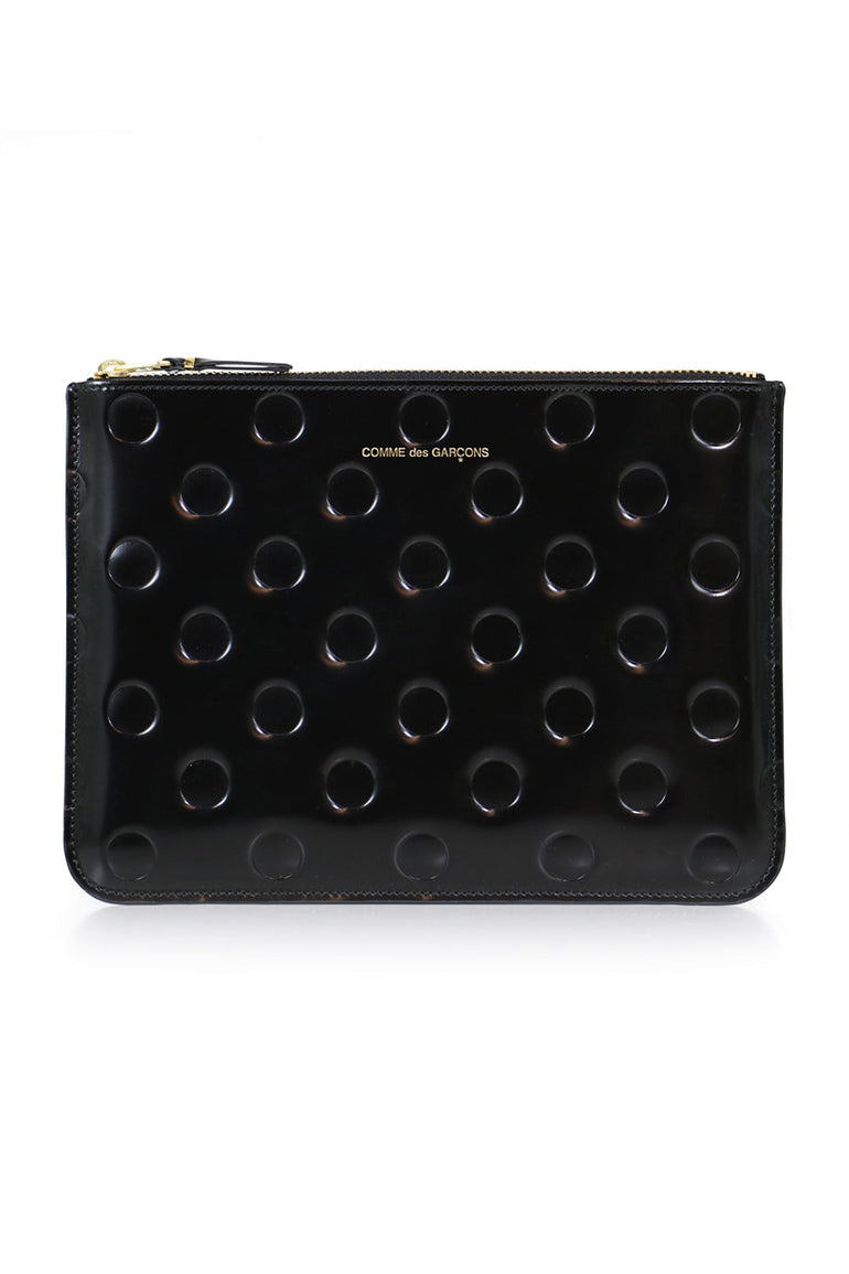 COMME DES GARCONS BAGS BLACK POLKADOT LEATHER POUCH BLACK