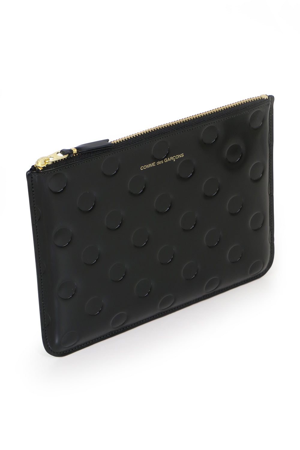 COMME DES GARCONS BAGS BLACK POLKADOT LEATHER POUCH BLACK