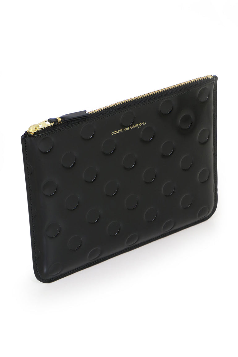COMME DES GARCONS BAGS BLACK POLKADOT LEATHER POUCH BLACK