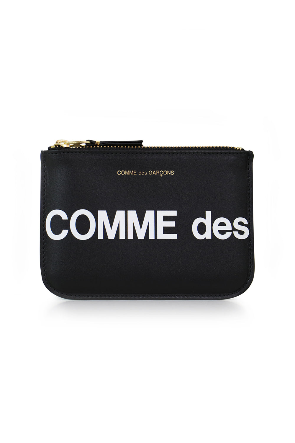 COMME DES GARCONS BAGS BLACK SMALL HUGE LOGO LEATHER POUCH BLACK