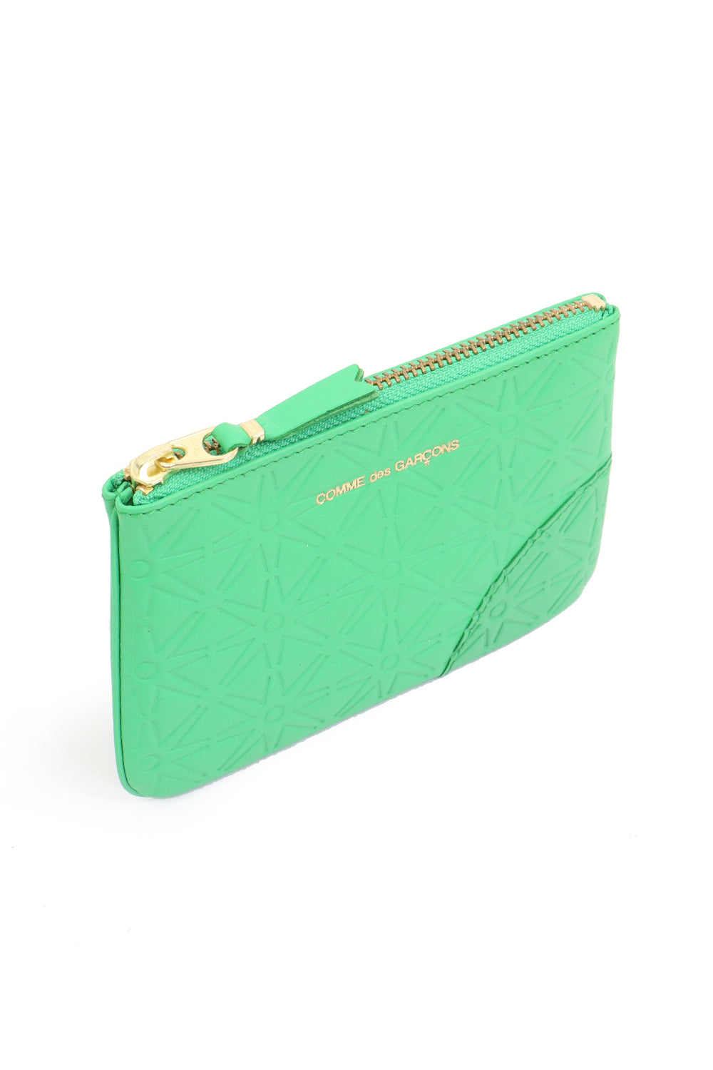 COMME DES GARCONS BAGS GREEN SMALL STAR EMBOSSED LEATHER POUCH GREEN