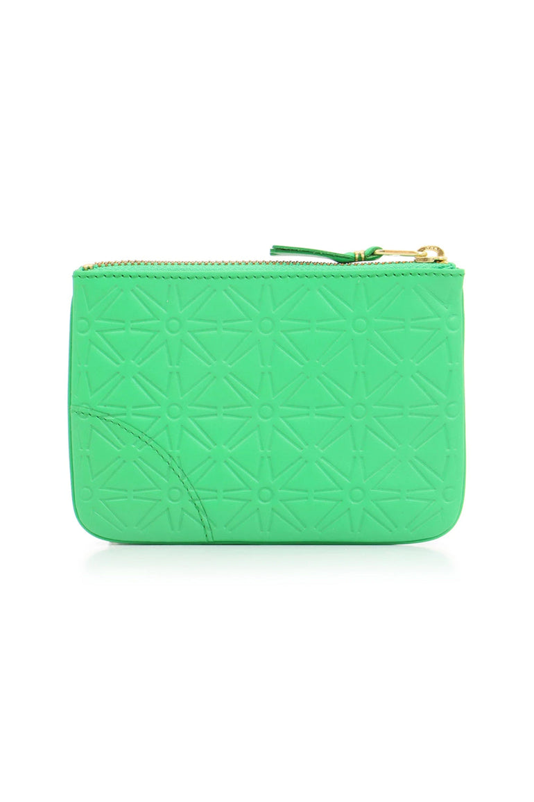 COMME DES GARCONS BAGS GREEN SMALL STAR EMBOSSED LEATHER POUCH GREEN