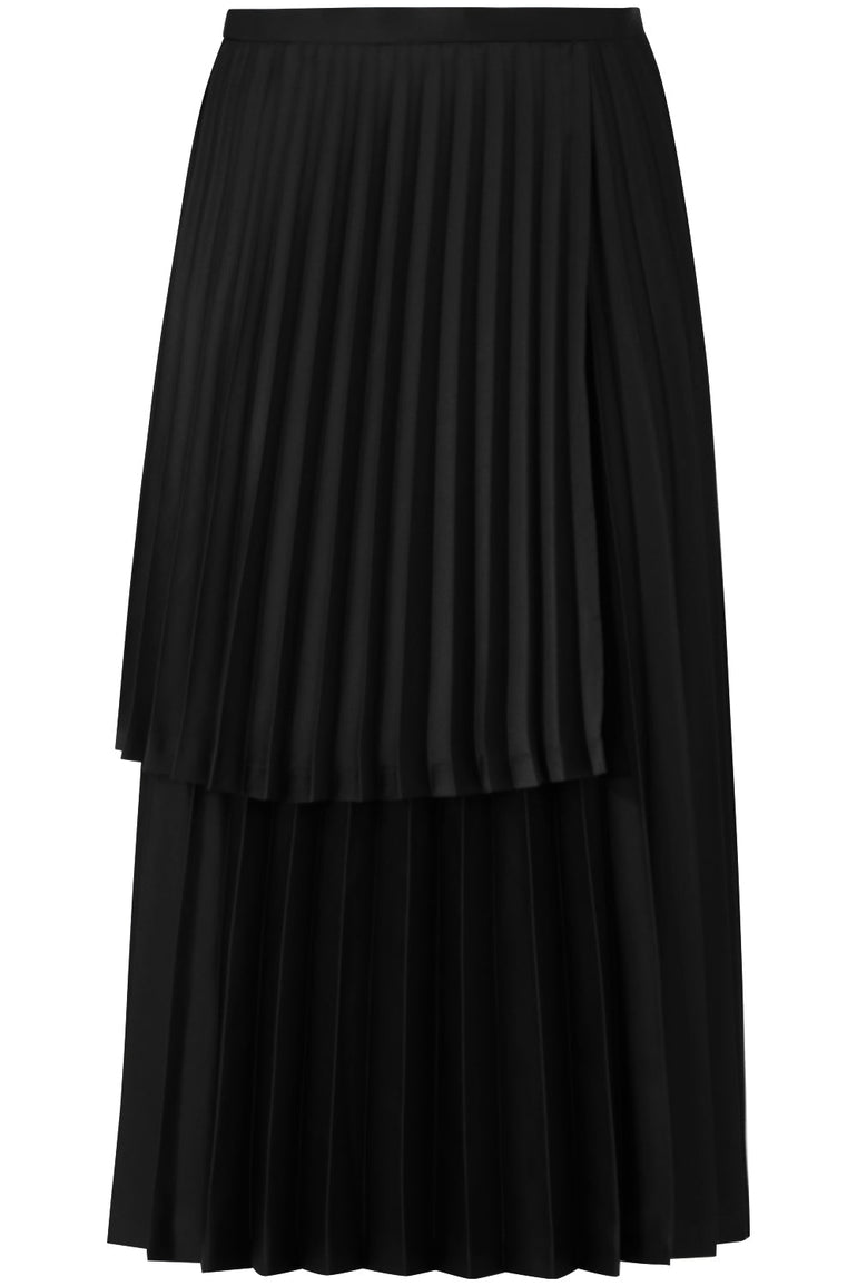 COMME DES GARCONS NOIR KEI NINOMIYA RTW NOIR ASYMMETRIC PLEATED SKIRT BLACK