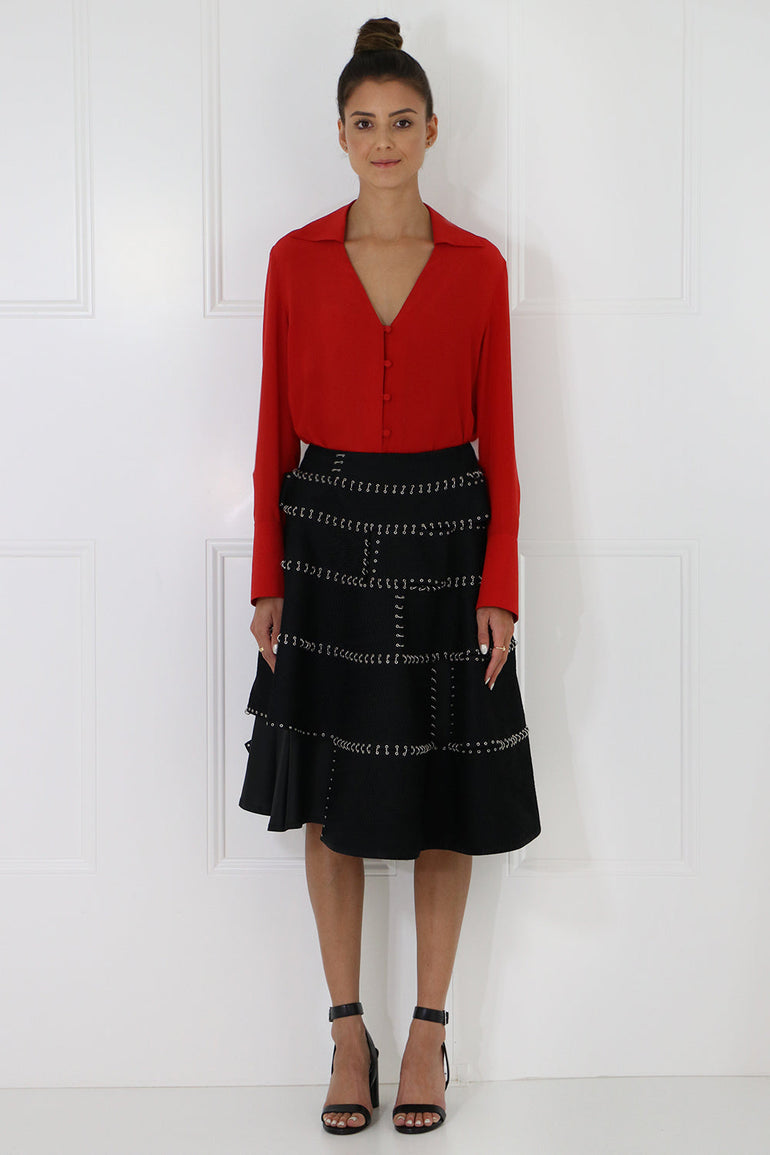COMME DES GARCONS NOIR KEI NINOMIYA RTW NOIR BONDED CHAIN SKIRT BLACK