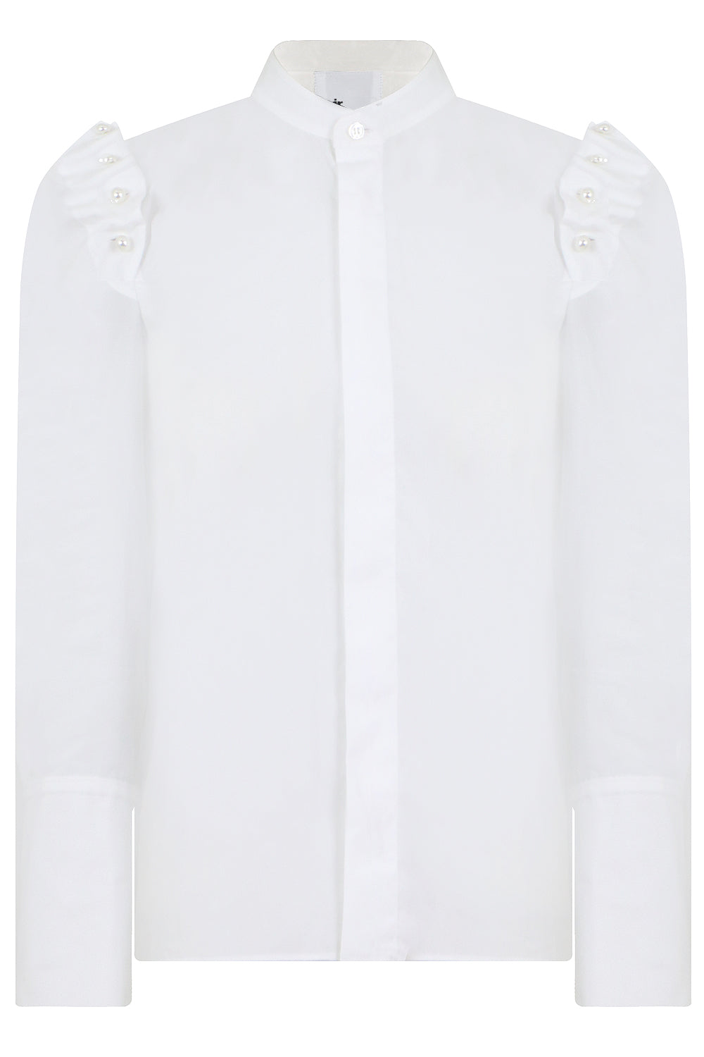 COMME DES GARCONS NOIR KEI NINOMIYA RTW NOIR BUTTONED PEARL SHOULDER SHIRT L/S WHITE