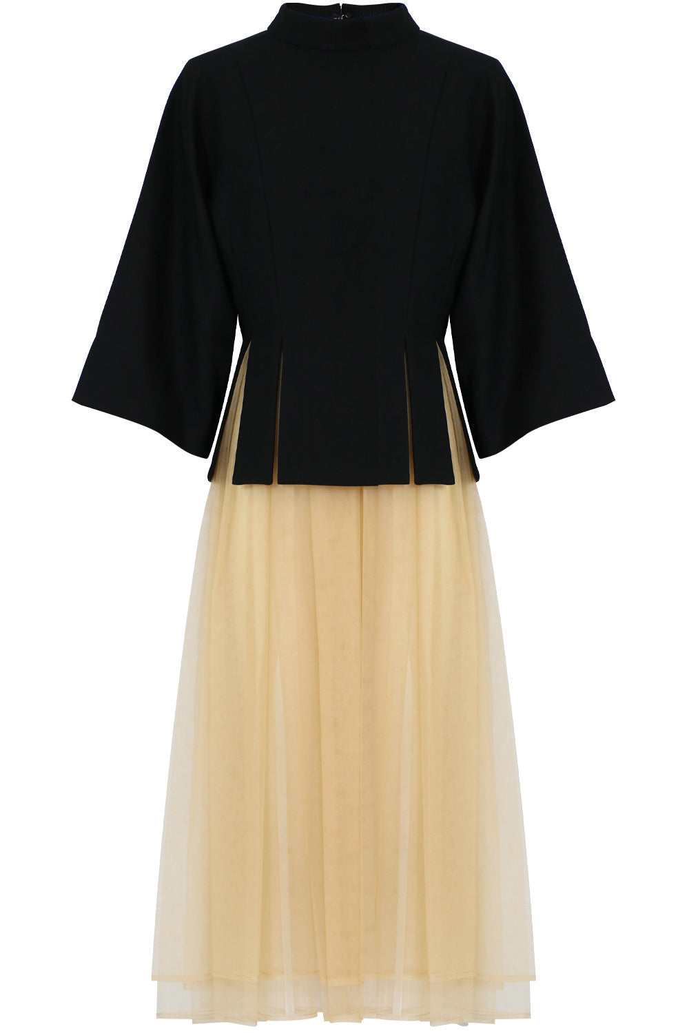 COMME DES GARCONS NOIR KEI NINOMIYA RTW NOIR CONTRAST TULLE DRESS S/S BLACK/BEIGE
