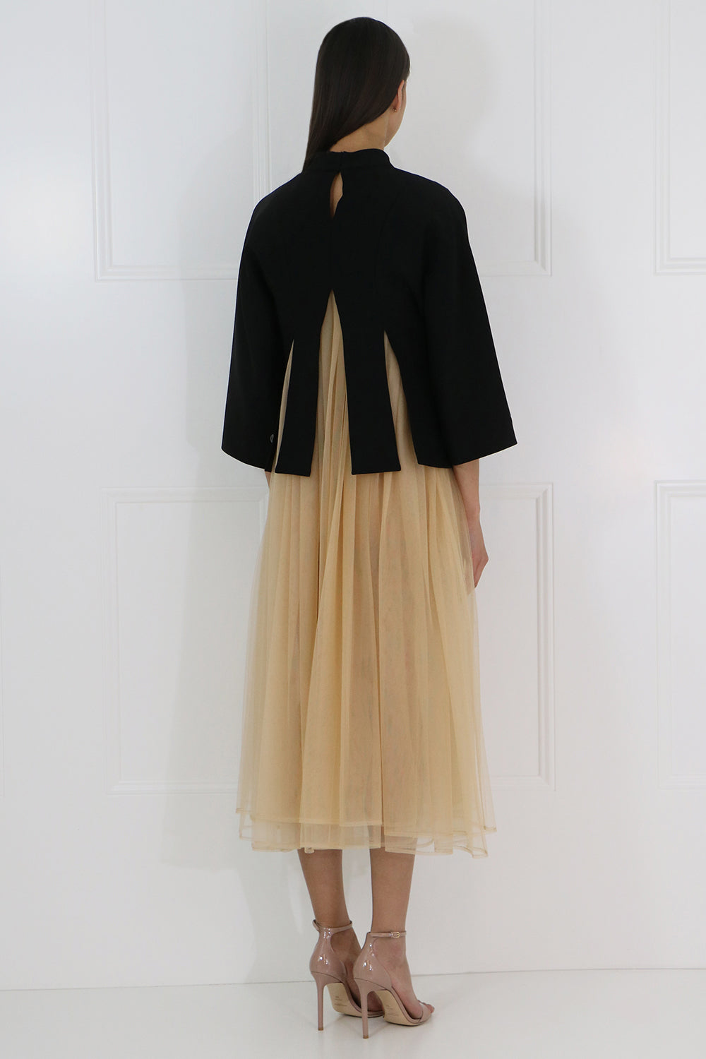 COMME DES GARCONS NOIR KEI NINOMIYA RTW NOIR CONTRAST TULLE DRESS S/S BLACK/BEIGE
