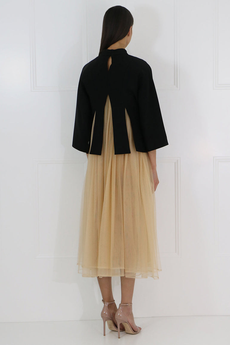 COMME DES GARCONS NOIR KEI NINOMIYA RTW NOIR CONTRAST TULLE DRESS S/S BLACK/BEIGE