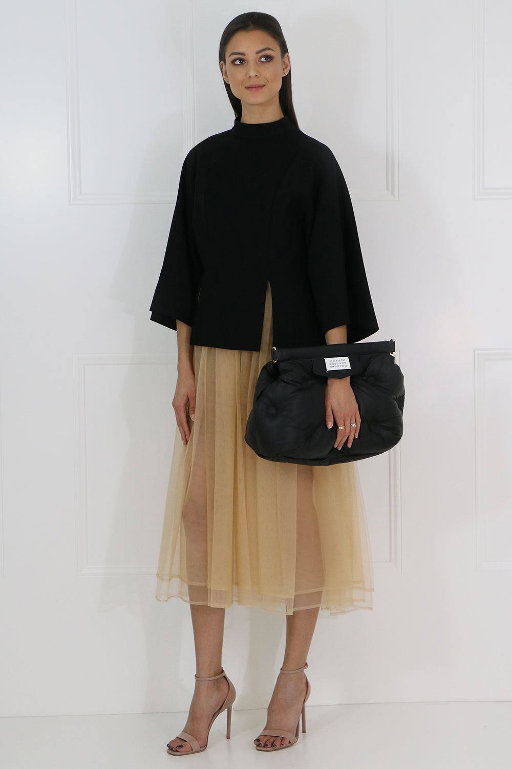 COMME DES GARCONS NOIR KEI NINOMIYA RTW NOIR CONTRAST TULLE DRESS S/S BLACK/BEIGE